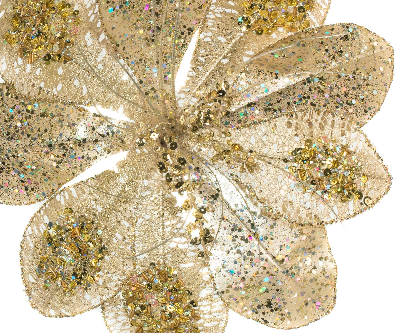 14" Sheer Poinsettia Pick