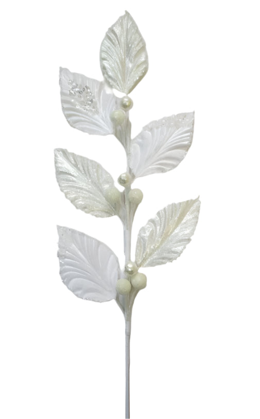 32" White Velvet Leaves