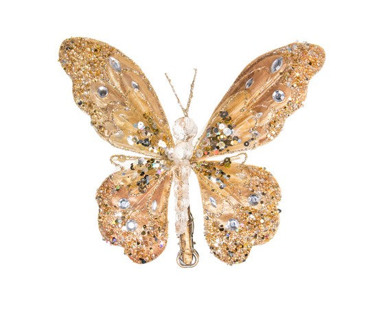 9" Gold Gem Butterfly Clip