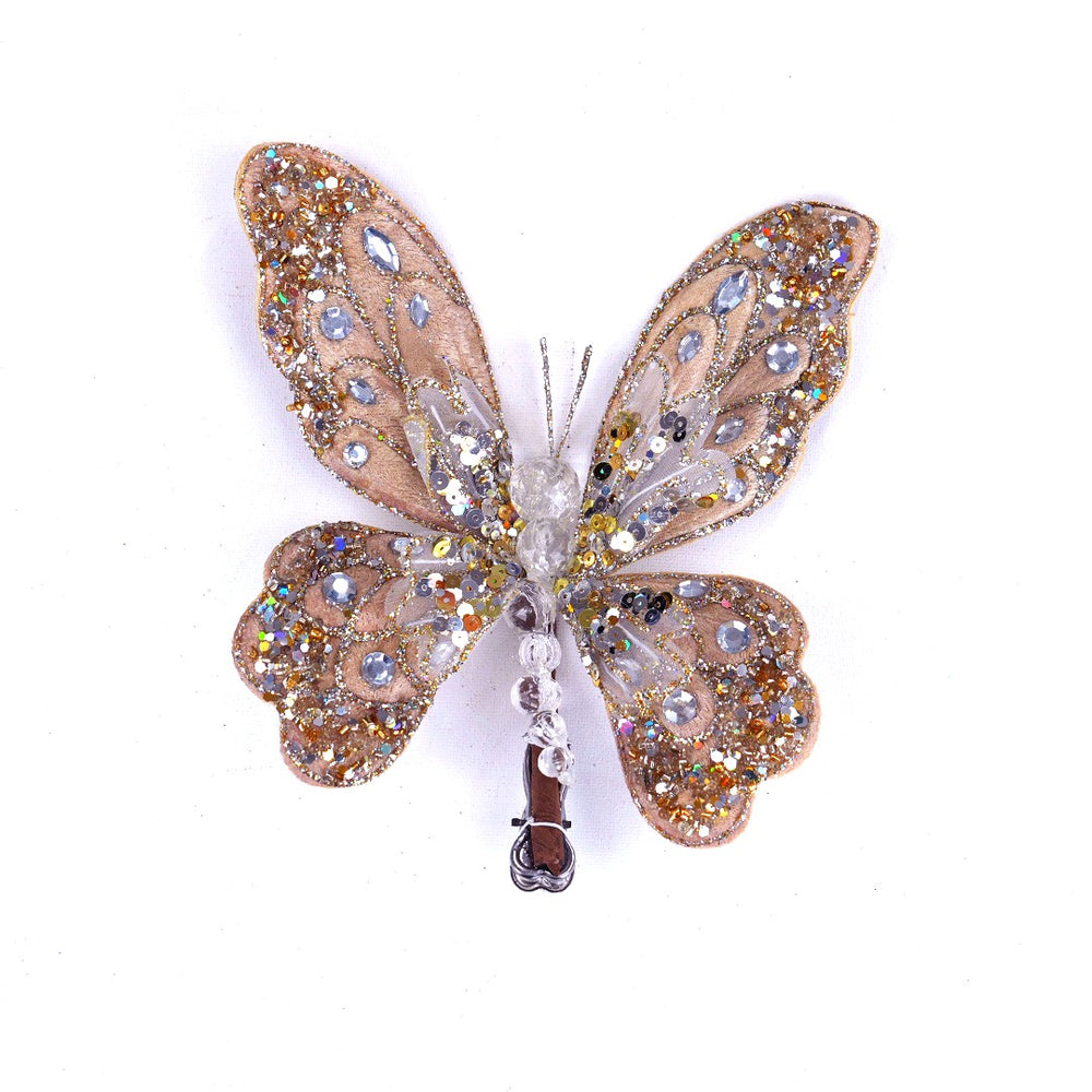 9" Platinum Gem Butterfly Clip