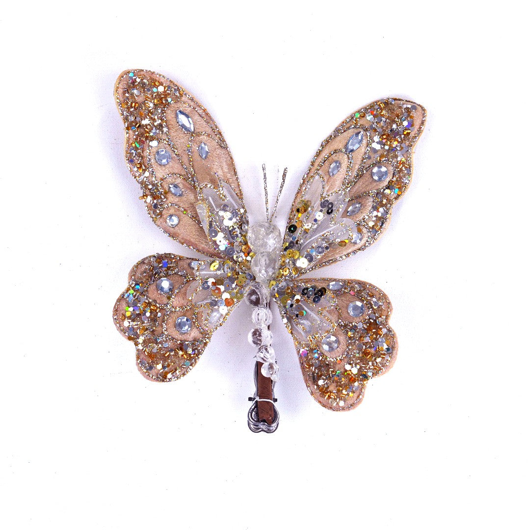 9" Platinum Gem Butterfly Clip