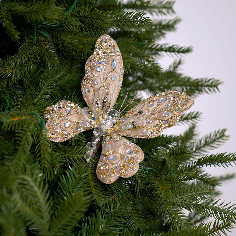 9" Platinum Gem Butterfly Clip