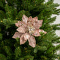9" Pink Glittered Poinsettia Clip