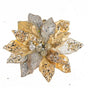 9" Gold & Platinum Poinsettia Clip