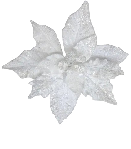 20" White Giant Poinsettia Stem
