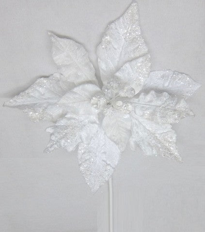 20" White Giant Poinsettia Stem