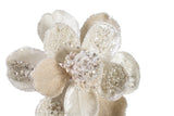 17" Snow Cream Magnolia Stem With Leaves