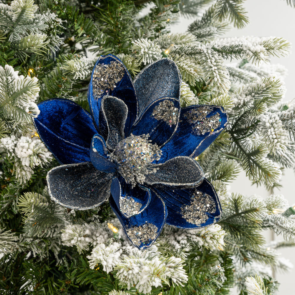 18" Sapphire & Silver Magnolia Stem