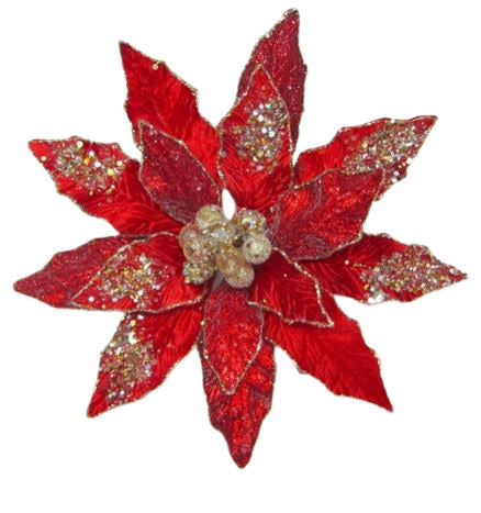 10" Poinsettia With Clip