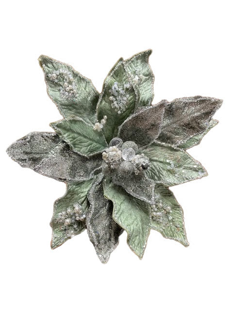 18" Poinsettia Stem With Leaves