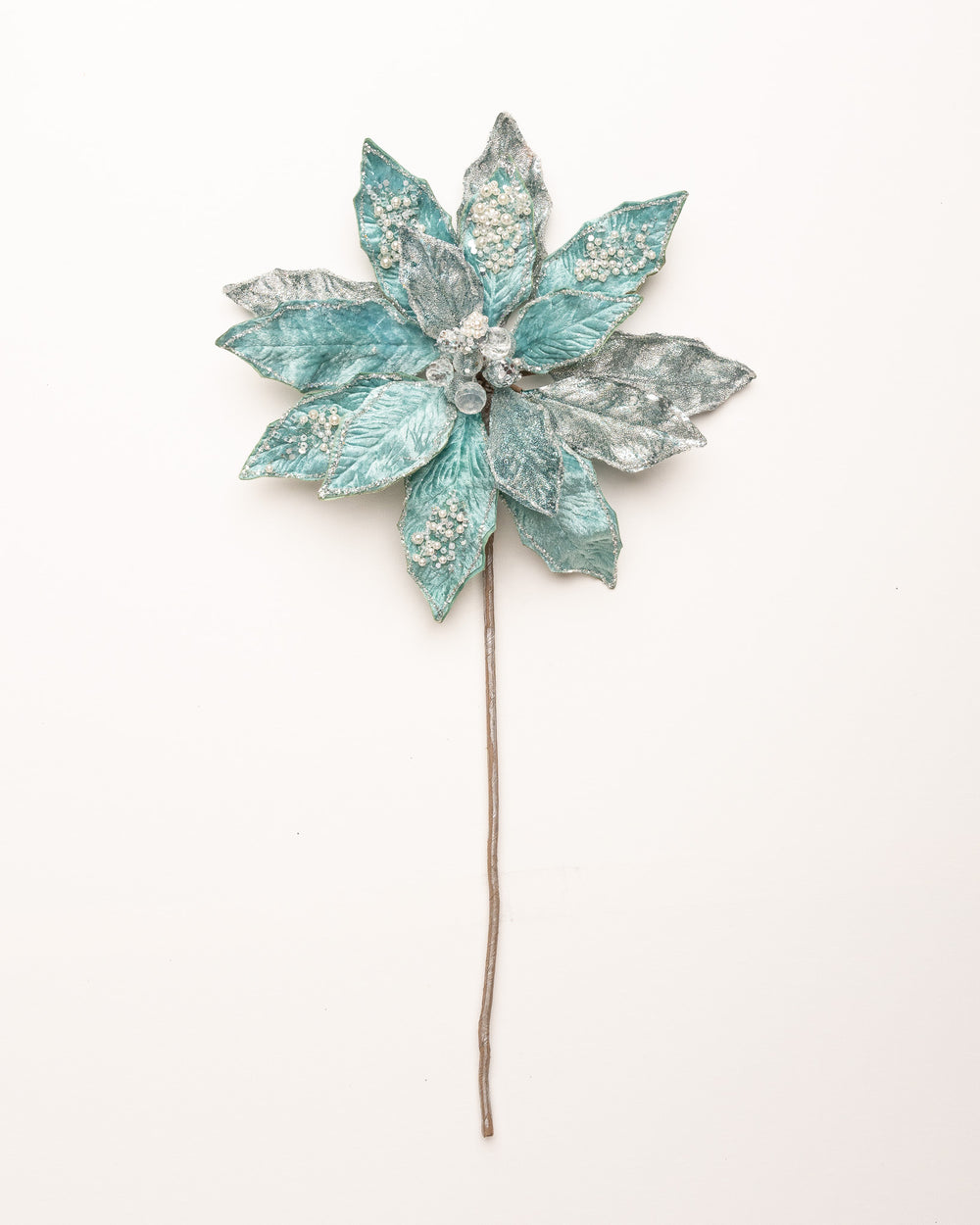 18" Poinsettia Stem With Leaves