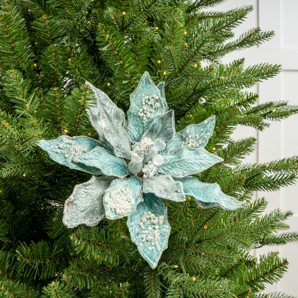 18" Poinsettia Stem With Leaves