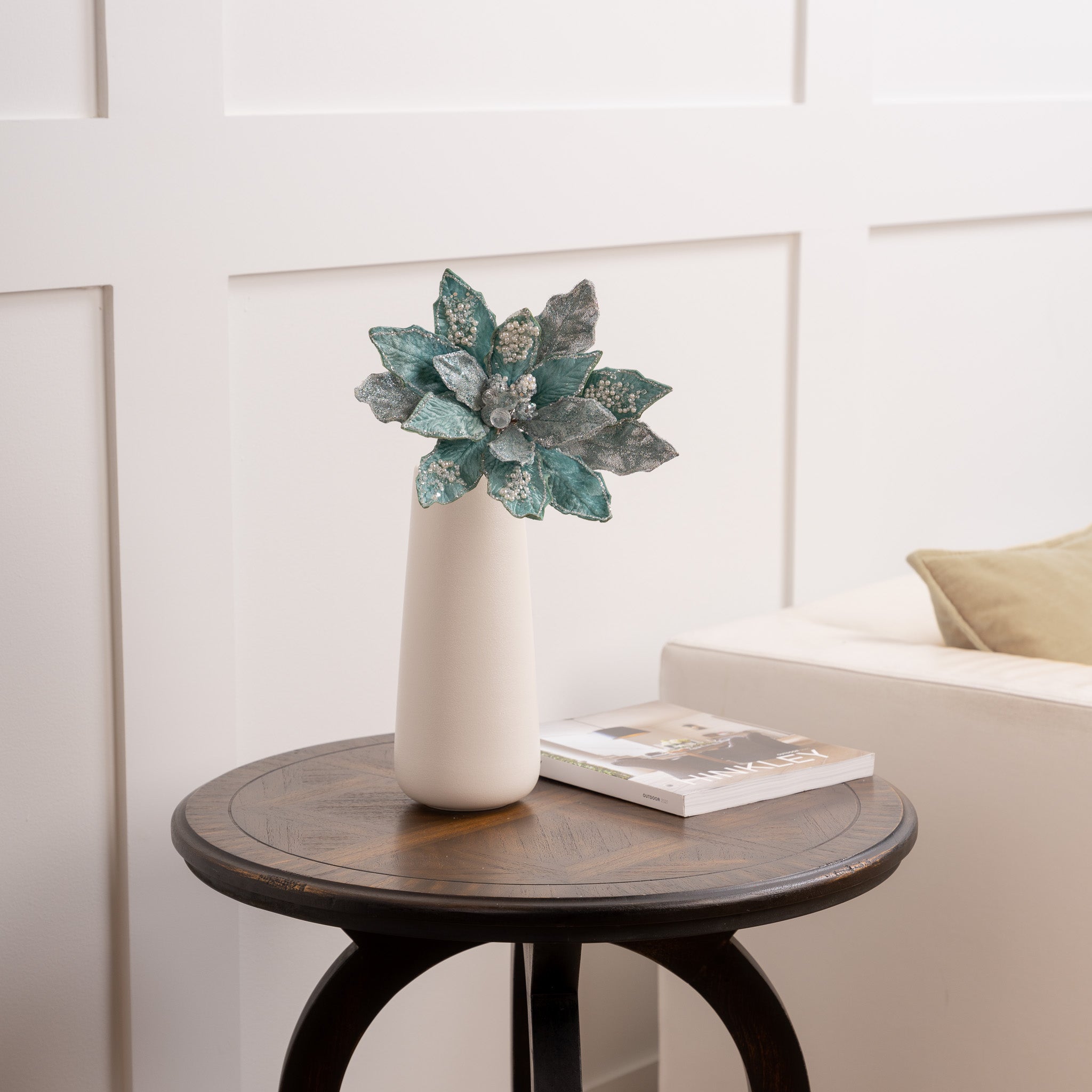 18" Poinsettia Stem With Leaves