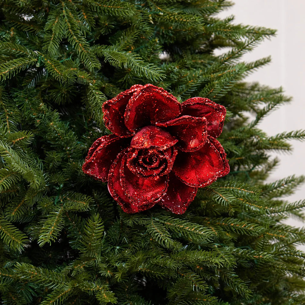 18" Christmas Red Rose Stem