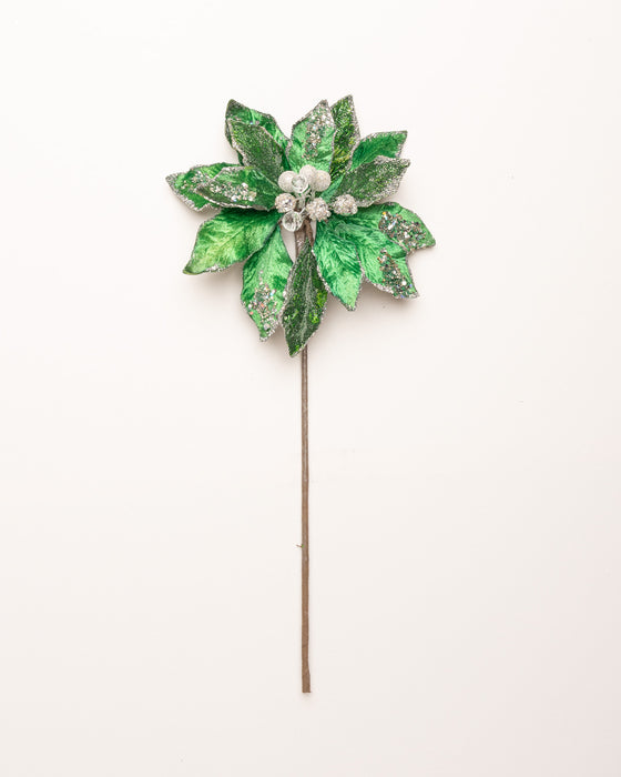 18" Emerald & Silver Poinsettia