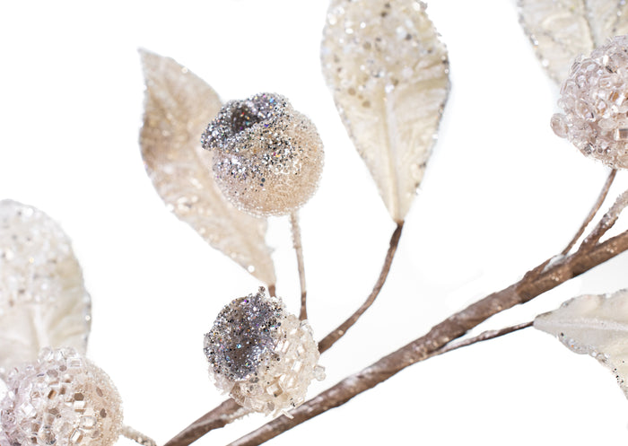 30" Icy White Mini Pomegranate Leaf Spray