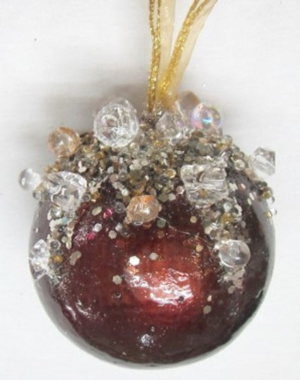 4" Dark Oak Jewel Ball Ornament