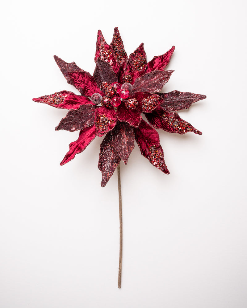 18" Burgundy Poinsettia Stem