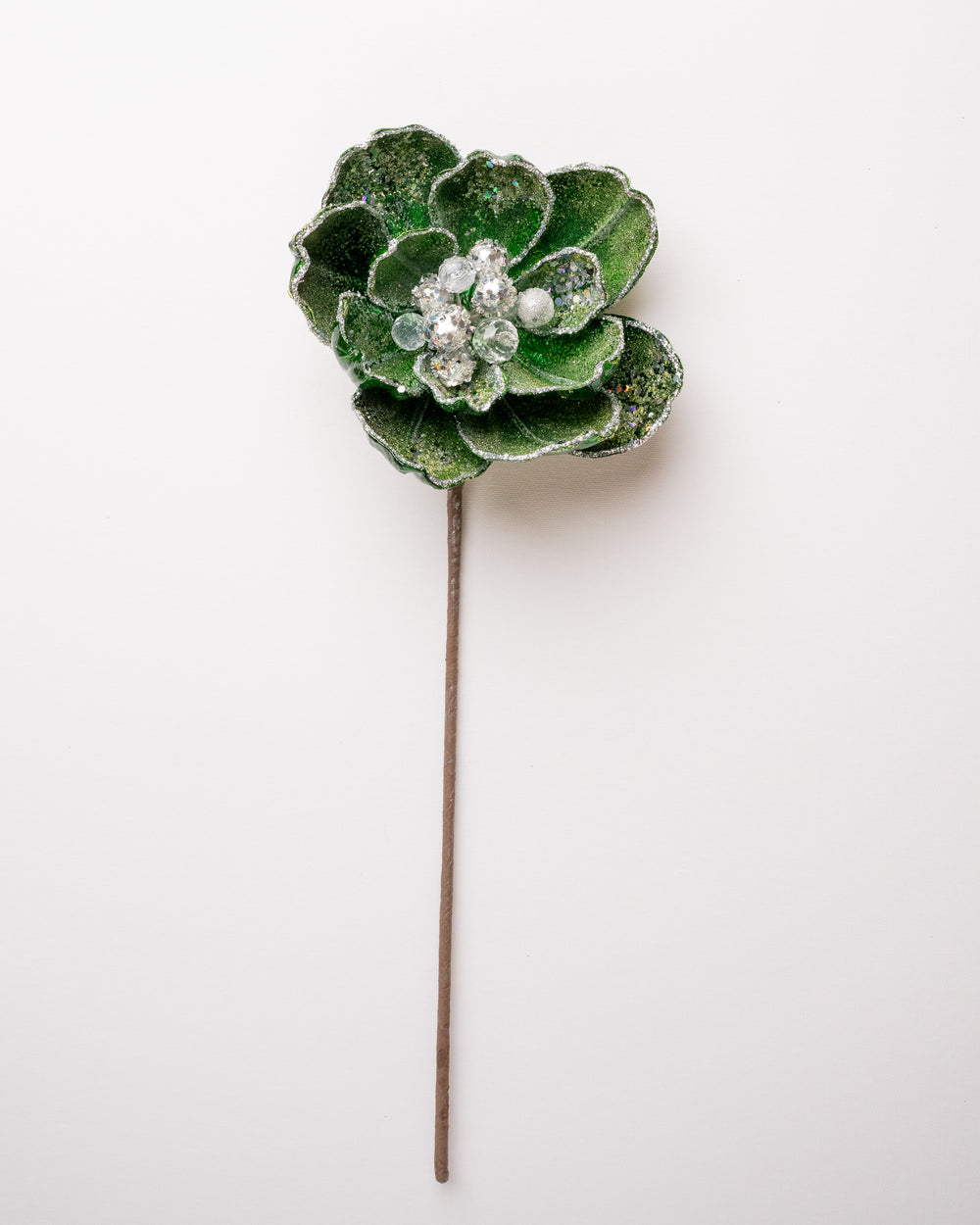 18" Emerald & Silver Magnolia Stem