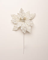 12" Glitter Poinsettia Pick