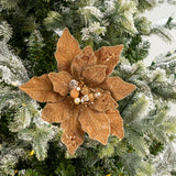 12" Glitter Poinsettia Pick