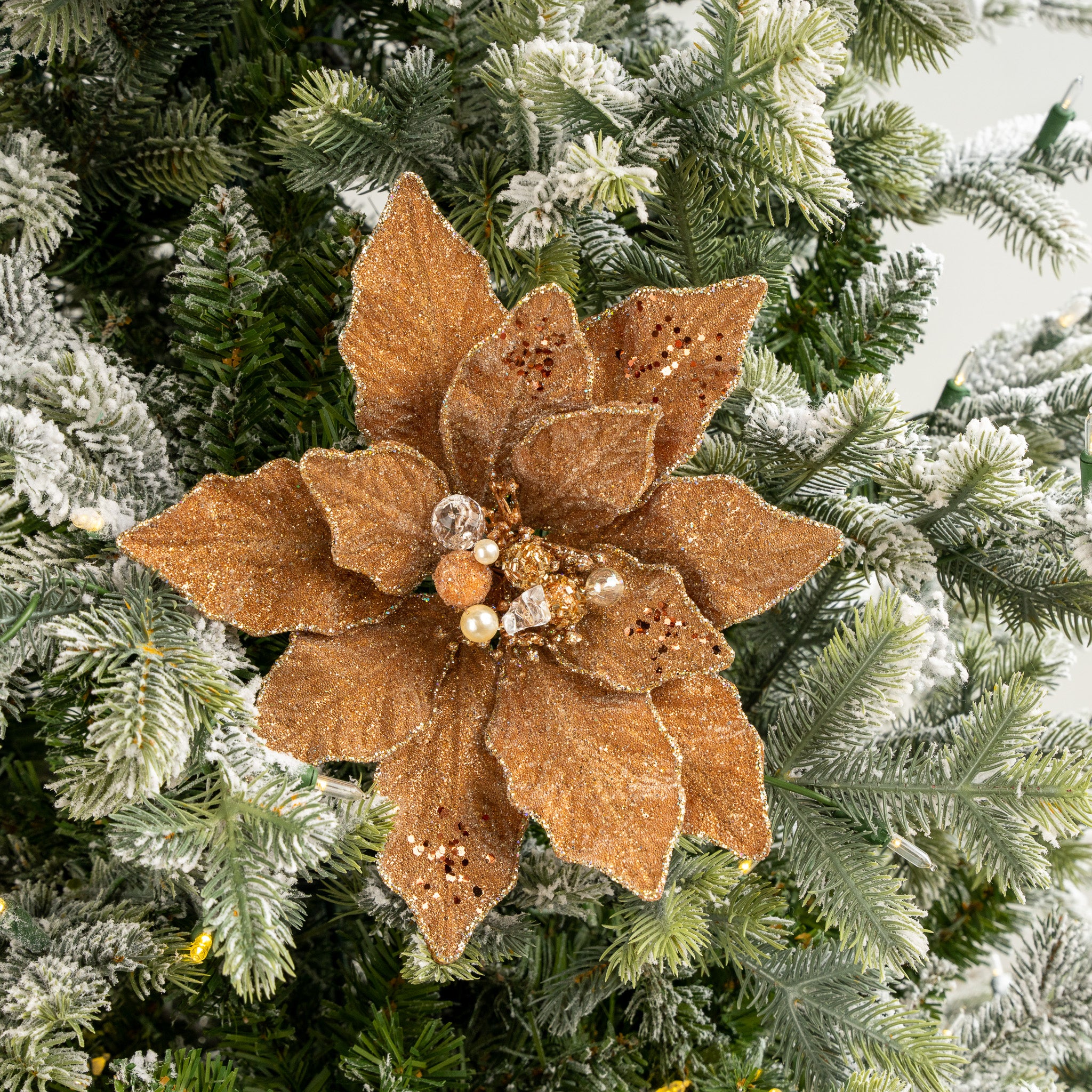 12" Glitter Poinsettia Pick