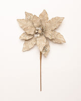 12" Platinum Glitter Poinsettia Pick