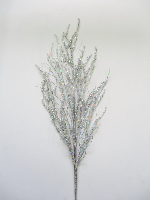 35" Silver Glitter Twig