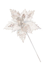 17" Silver Glitter Poinsettia Stem