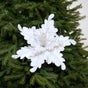 14" White Silver Poinsettia Stem