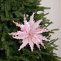 15" Pink Glitter Poinsettia Stem