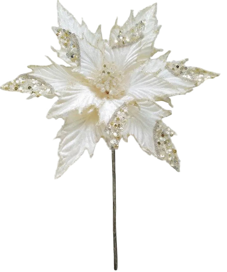 14" Ivory Poinsettia Stem