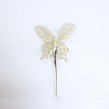 9" Ivory Glitter Butterfly