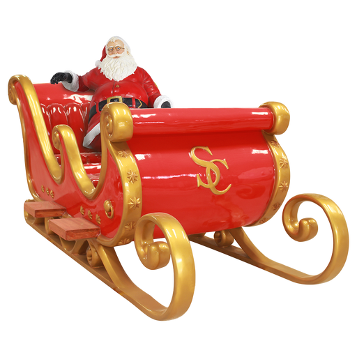 10 FT Red & Gold Santa Sleigh 4 Seater