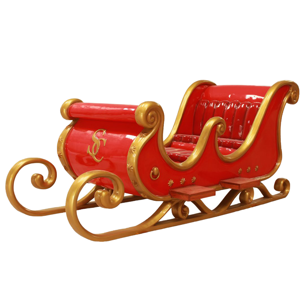 10 FT Red & Gold Santa Sleigh 4 Seater