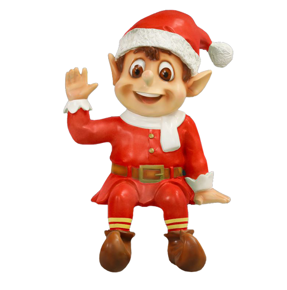 3 FT Red Santa's Elf Sitting