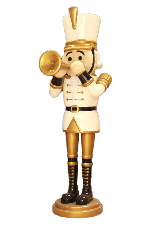 9 FT White & Gold Nutcracker With Trumpet