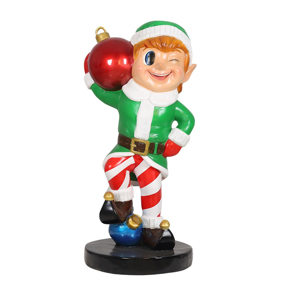 3 FT Elf Boy Holding Ball Ornament
