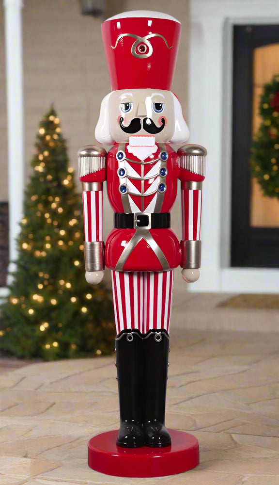 4 FT Striped Red, White, & Black Nutcracker