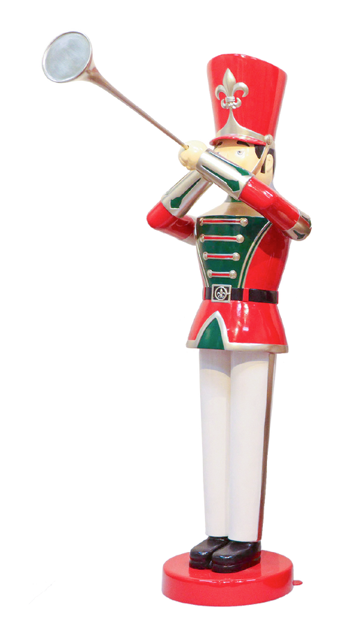 6 FT Red, Green, Gold, and White Toy Soldier With Trumpet