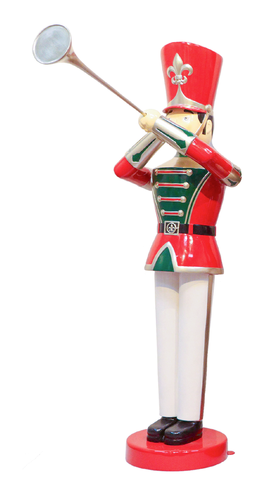 6 FT Red, Green, Gold, and White Toy Soldier With Trumpet