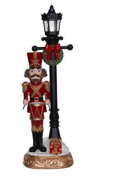 18" Nutcracker with Lamp Post Battery Operated