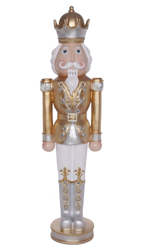3 FT White, Gold, & Silver King Nutcracker