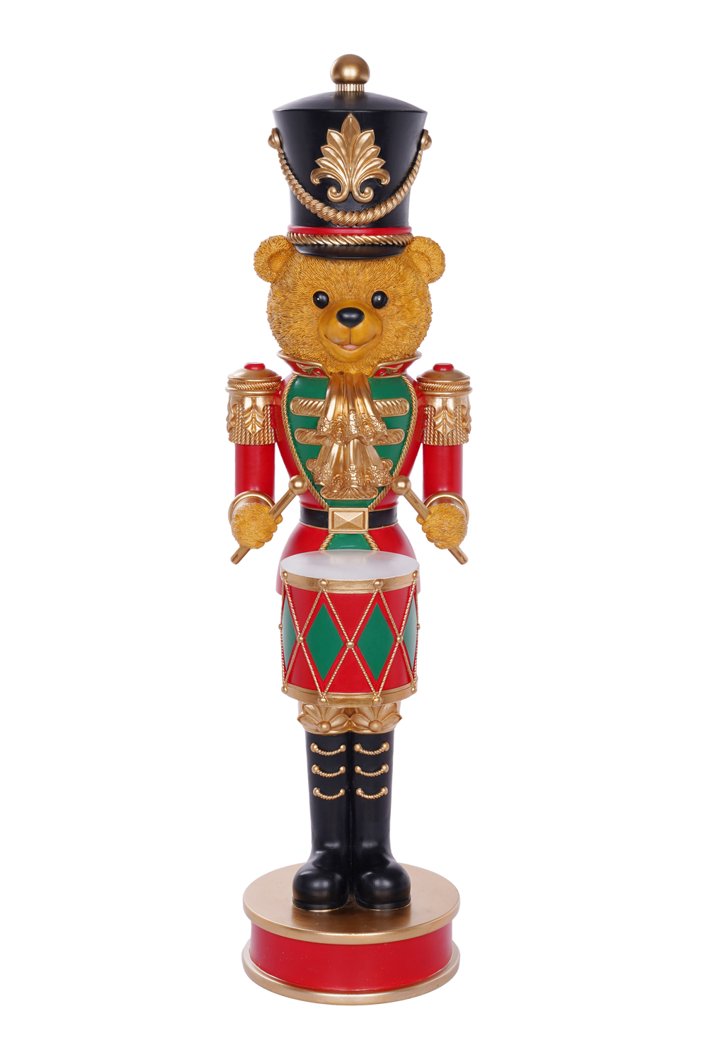 36" Red & Green LED Bear Nutcracker With Drum