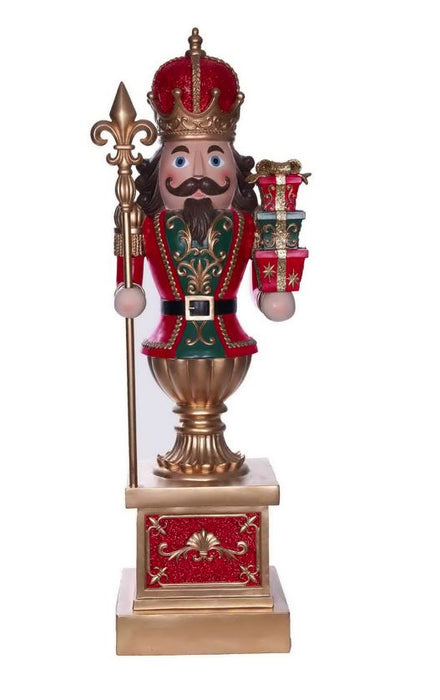 4 FT Red King Nutcracker with Staff & Gifts