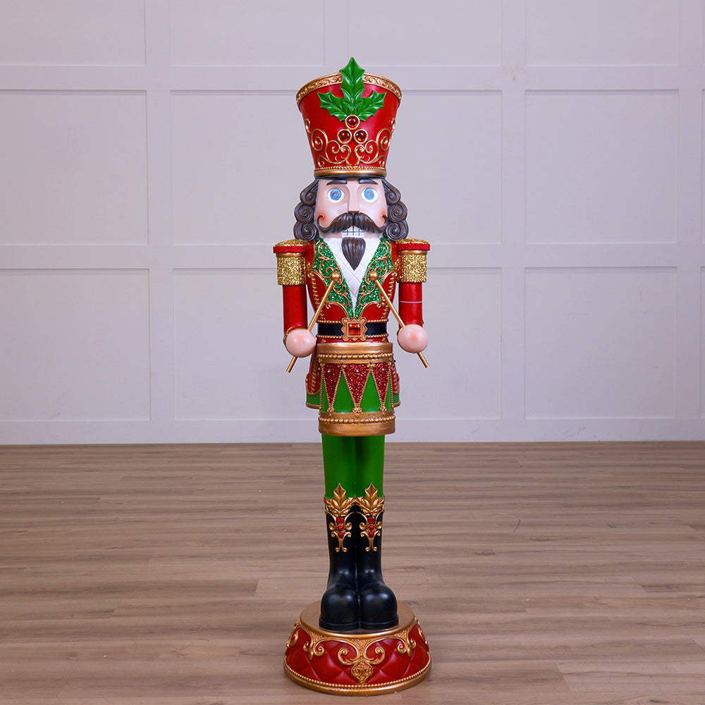 5 FT Red & Green Nutcracker with Music & Multicolor LED Battery Operated Lights
