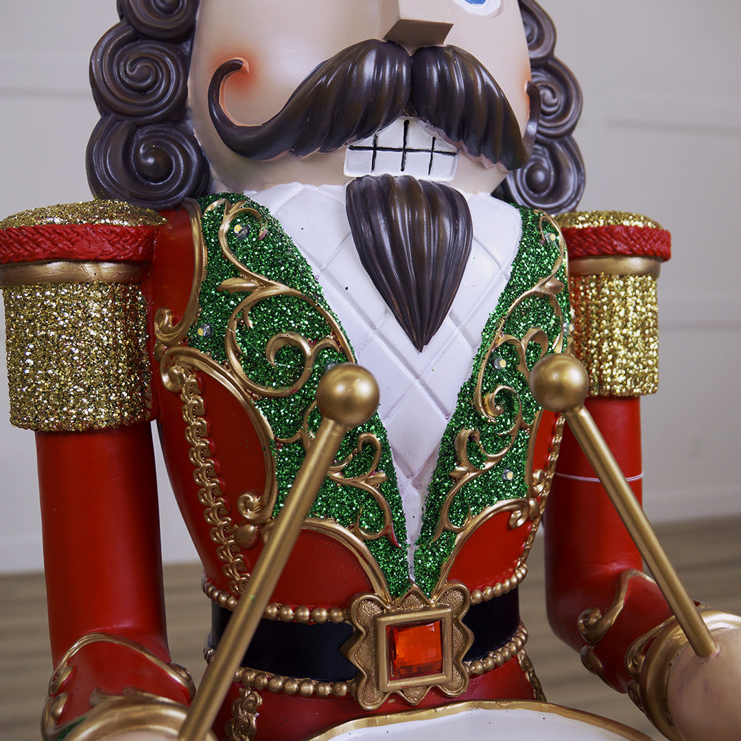 5 FT Red & Green Nutcracker with Music & Multicolor LED Battery Operated Lights