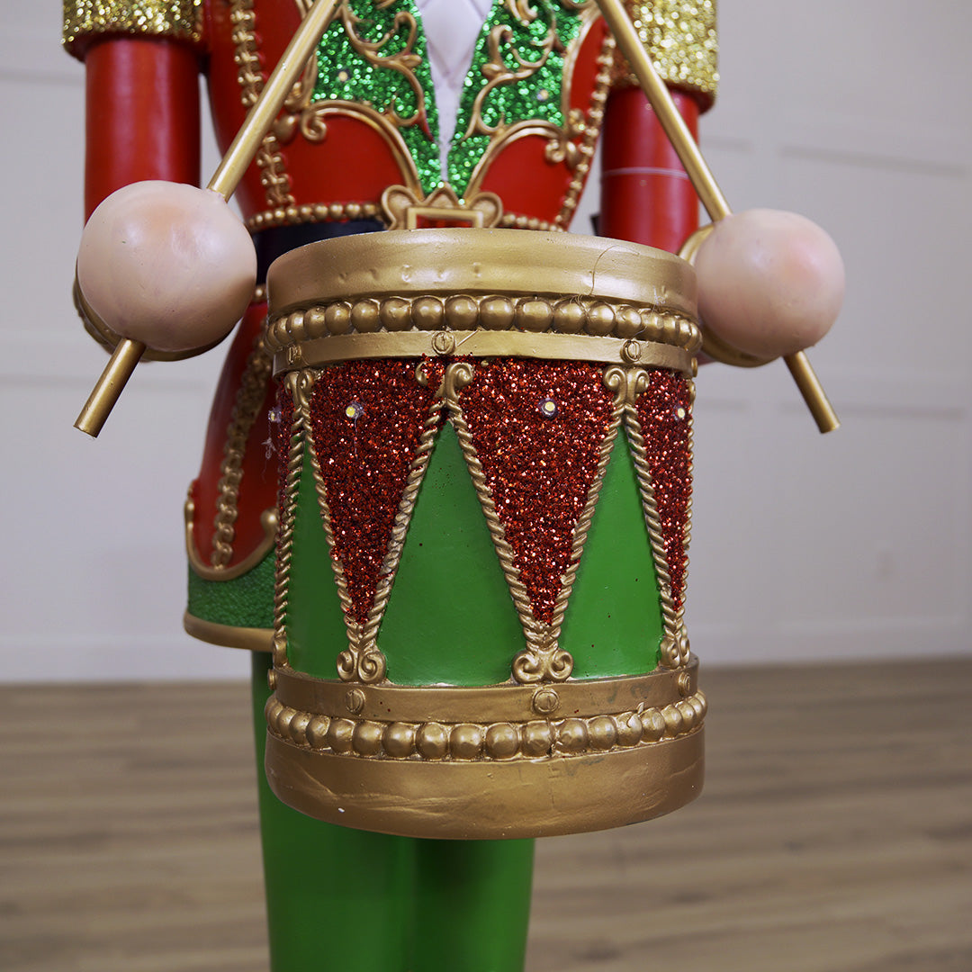 5 FT Red & Green Nutcracker with Music & Multicolor LED Battery Operated Lights