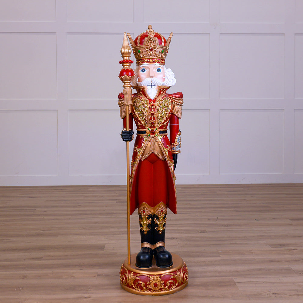 5 FT Red & Gold King Nutcracker with Music and Multicolor LED Lights