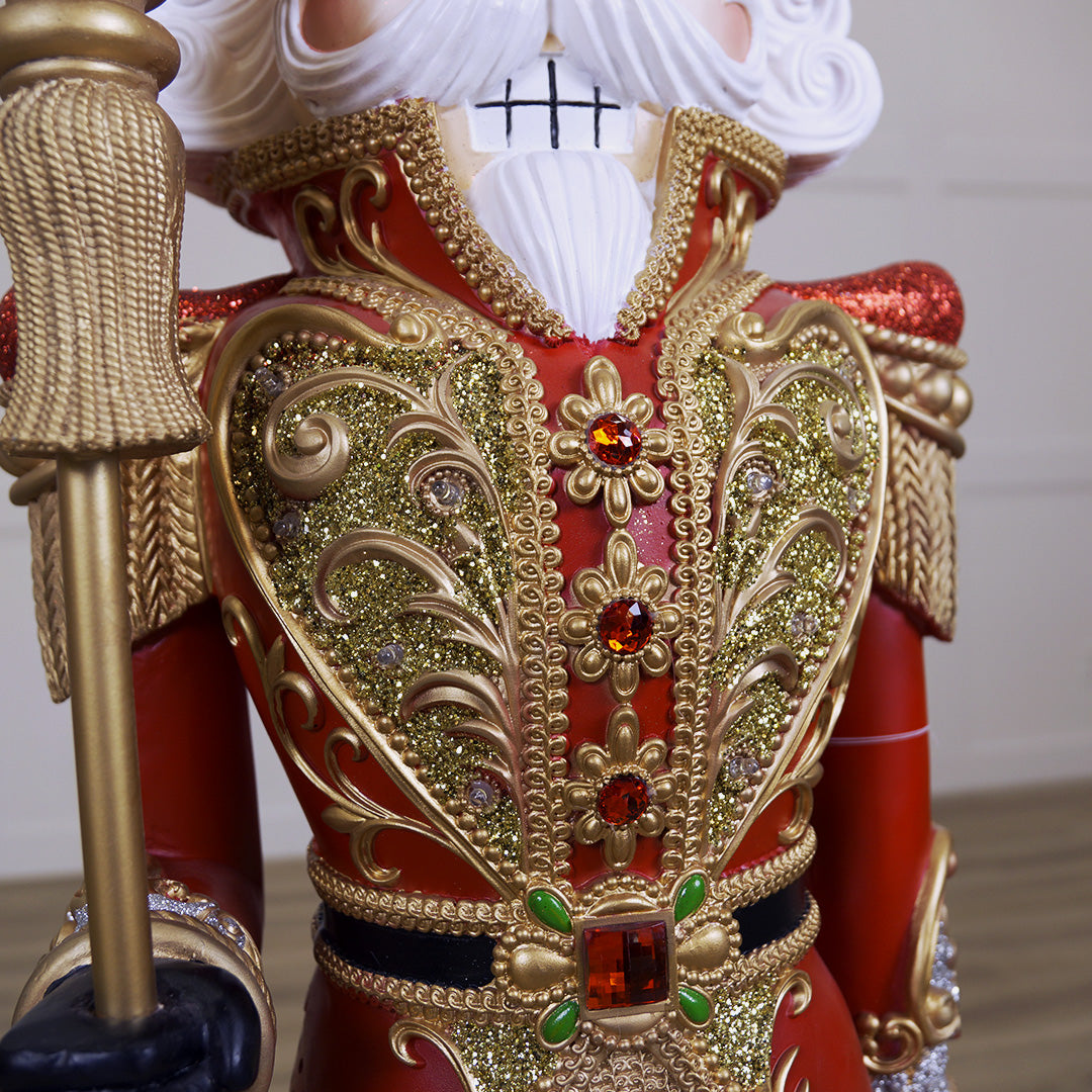 5 FT Red & Gold King Nutcracker with Music and Multicolor LED Lights